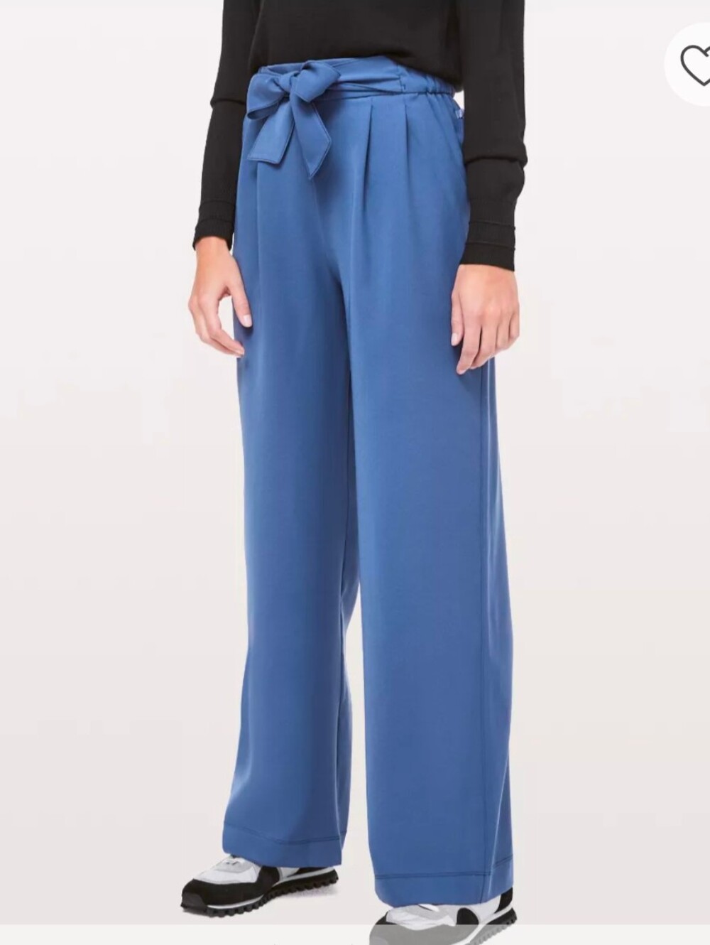 Lululemon Noir Pant Blue High Rise Wide Leg Tie Waist Trousers Women's Size 10